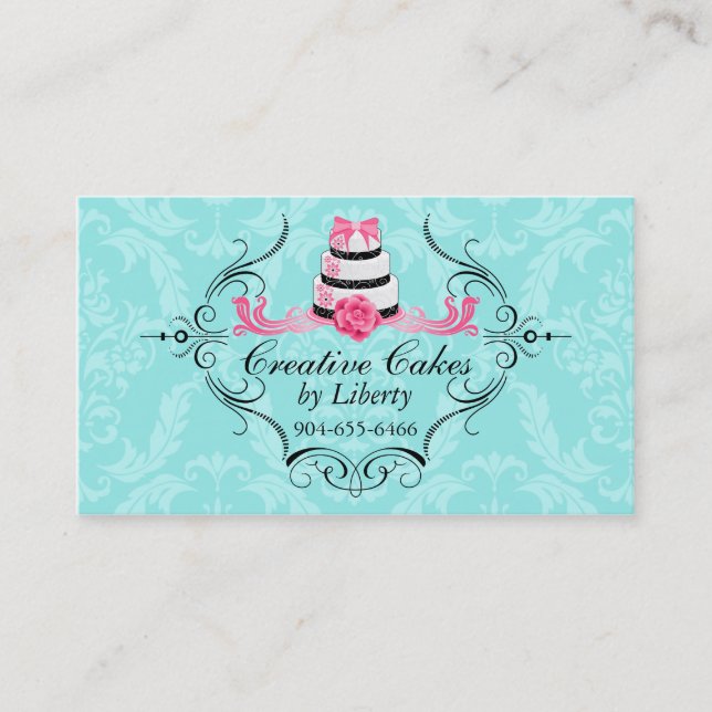 Bäckerei Damaskus Aqua Pink Business Cards Visitenkarte (Vorderseite)