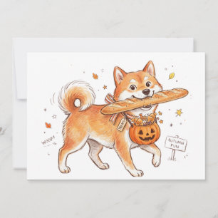 Bäckerei-Dieb Shiba Inu - Süßer Hund trägt Französ Einladung
