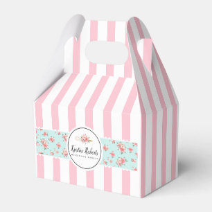 Bäckerei & Floral & Rosa Streifen - Gefälligkeitsb Geschenkschachtel