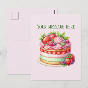 Bäckerei fügt Nachricht Geschäftsname Erdbeerkuche Postkarte