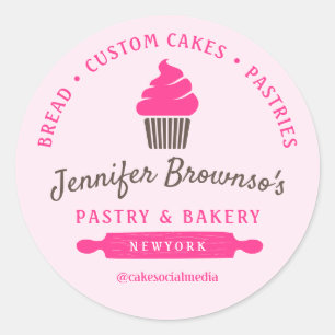 Bäckerei Gebäck Cupcake Pink Logo Branding Runder Aufkleber
