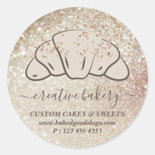 Bäckerei-Gebäck Glitter funkelnde Croissant-Kekse Runder Aufkleber