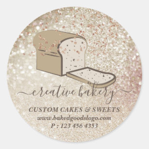 Bäckerei Gebäck Glitter Glanz Brotscheibe Runder Aufkleber