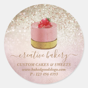 Bäckerei Gebäck Kuchen Dekor Holz glitter funkelt Runder Aufkleber