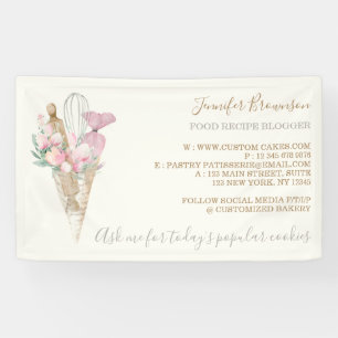 Bäckerei Gebäck Rosa Blumen Boho Kreativ Banner