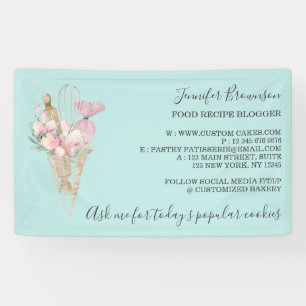 Bäckerei Gebäck Türkisgrüne Blumen Boho Kreativ Banner