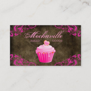 Bäckerei Geschäftskarten Cupcake Wildleder Braun P Visitenkarte
