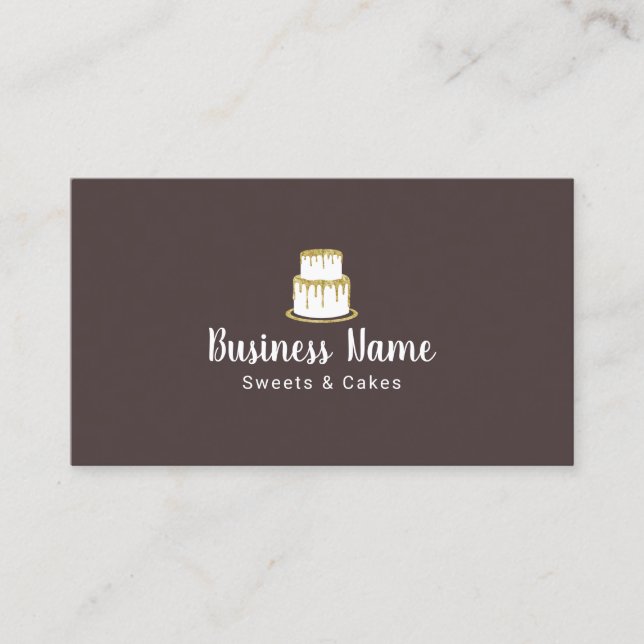 Bäckerei-Goldkuchen-Logo-süßer Butike-Koch elegant Visitenkarte (Vorderseite)