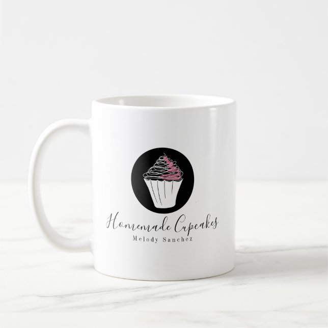 Bäckerei hausgemacht Gezeichnet Cupcake Pink Kaffe Kaffeetasse (Links)