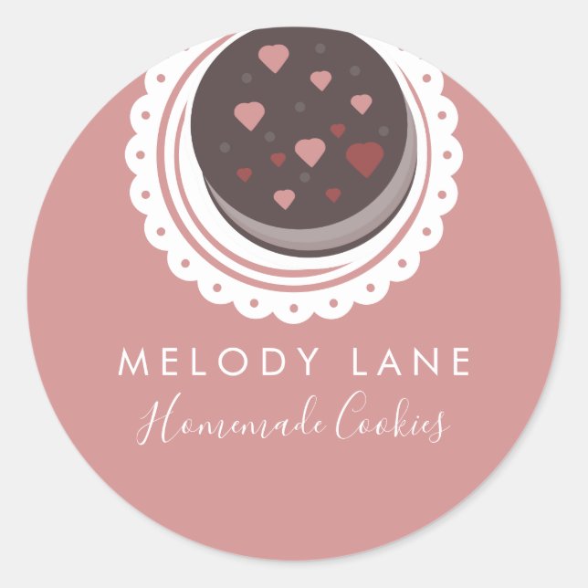 Bäckerei hausgemachte Kekse Kekse Dolly Gezeichnet Runder Aufkleber (Vorderseite)