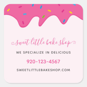 Bäckerei Icing Zuckerguss Tropfen Sprinkles Pink C Quadratischer Aufkleber