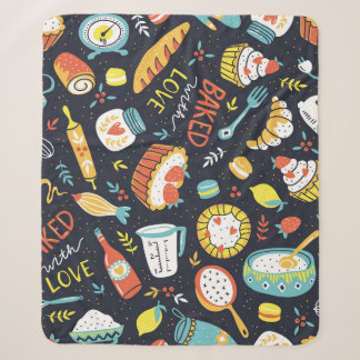 Bäckerei im Retro-Stil, Dots, Blumenelemente. Sherpadecke