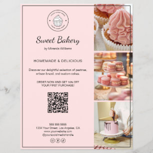 Bäckerei individuelles Logo Foto QR-Code rosa Flye Flyer