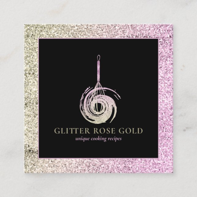 Bäckerei Koch Whisky Logo Rose Gold Glitzer Quadratische Visitenkarte (Vorderseite)