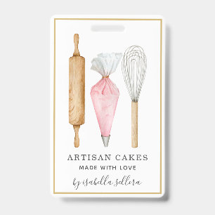 Bäckerei Konditor Aquarell Backutensilien Ausweis