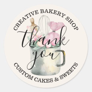 Bäckerei-Konditor süßes elfenbeinfarbenes Danke Runder Aufkleber