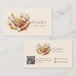 Bäckerei-Konditor-Wasserfarbe-Gold-Backen-Catering Visitenkarte