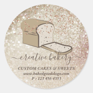Bäckerei Konditorcreme Glitzer funkelnde Brotschei Runder Aufkleber