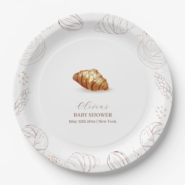 Bäckerei Konditorei in Oven Babydusche Pappteller (Vorderseite)