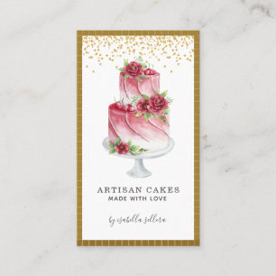 Bäckerei Konditorei Koch Aquarell Pink Gold Visitenkarte