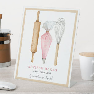 Bäckerei Konditorei Koch Aquarellfarben Backhilfsm Sockelschild