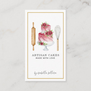 Bäckerei Konditorei Koch Aquarellkuchen Backgeschi Visitenkarte