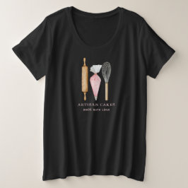 Bäckerei Konditorei Koch Backutensid Schwarz Große Größe T-Shirt