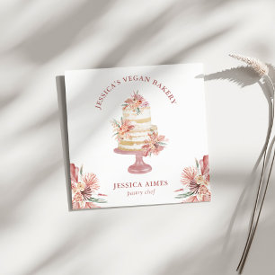 Bäckerei Konditorei Koch Floral Cake Business Card Quadratische Visitenkarte
