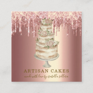 Bäckerei Konditorei Koch Glitzer Tropfen Rose Gold Quadratische Visitenkarte