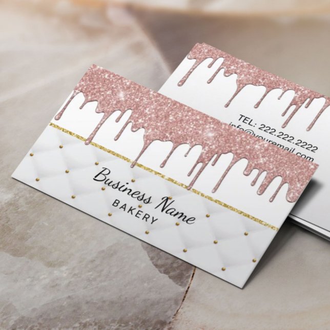 Bäckerei Konditorei Koch Moderne Rose Gold Tropfen Visitenkarte (Von Creator hochgeladen)