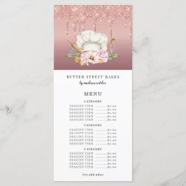 Bäckerei Konditorei Koch Rose Gold Glitzer Tropfen Menükarte
