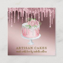 Bäckerei Konditorei Koch Rose Gold Glitzer Tropfen Quadratische Visitenkarte