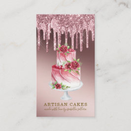 Bäckerei Konditorei Koch Rose Gold Glitzer Tropfen Visitenkarte