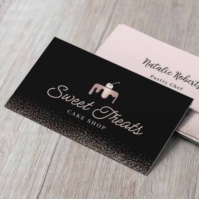 Bäckerei Konditorei Koch Rose Gold Sweet Cake Logo Visitenkarte (Von Creator hochgeladen)