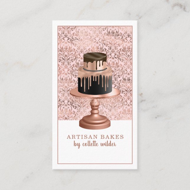 Bäckerei Konditorei Koch Rose Gold Tropfen Kuchen  Visitenkarte (Vorderseite)