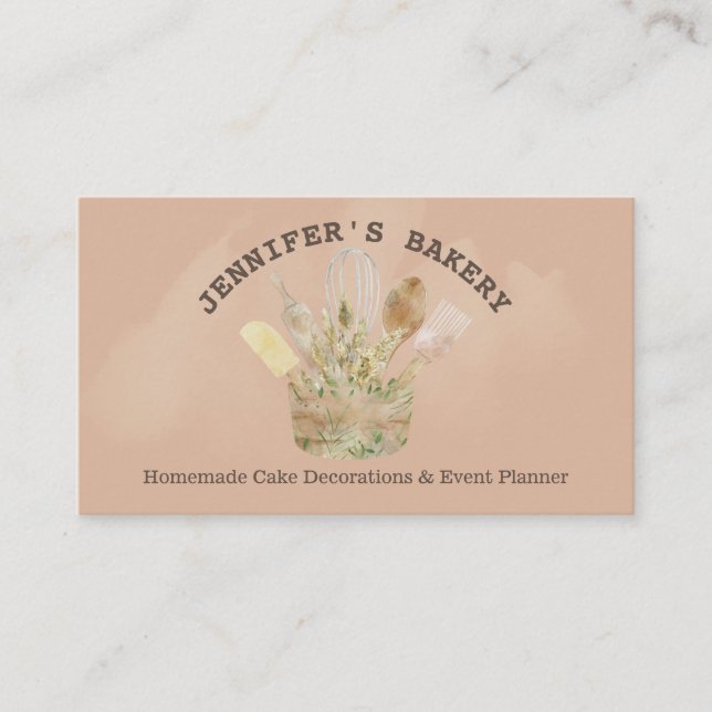 Bäckerei Konditorei Koch rustikales Logo niedlich Visitenkarte (Vorderseite)