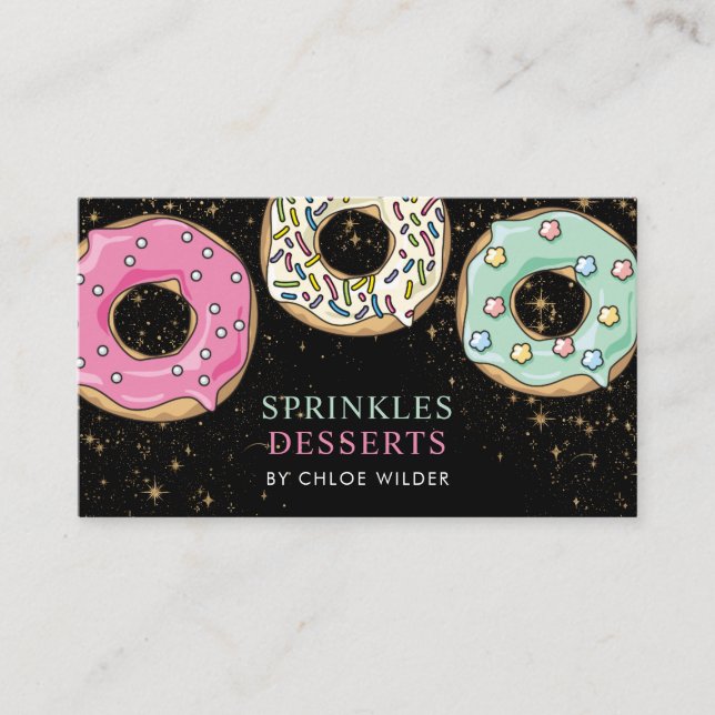 Bäckerei Konditorei Koch Sprinkler Donuts Visitenkarte (Vorderseite)