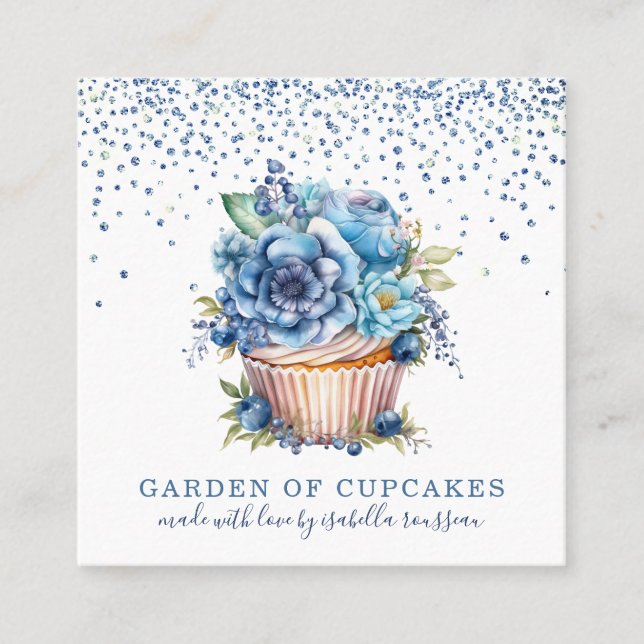 Bäckerei Konditorei Koch Wasserfarben Cupcake Bake Quadratische Visitenkarte (Vorderseite)