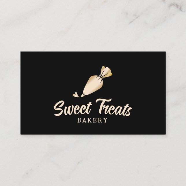 Bäckerei Konditorei Kuchen Gold Picktasche Logo Visitenkarte (Vorderseite)