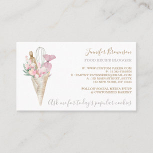 Bäckerei Konditorei Pink Blume Boho Creative Koch Visitenkarte
