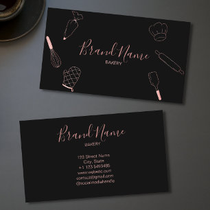 Bäckerei Konditorei Rose Gold Whisk Koch Minimal Visitenkarte