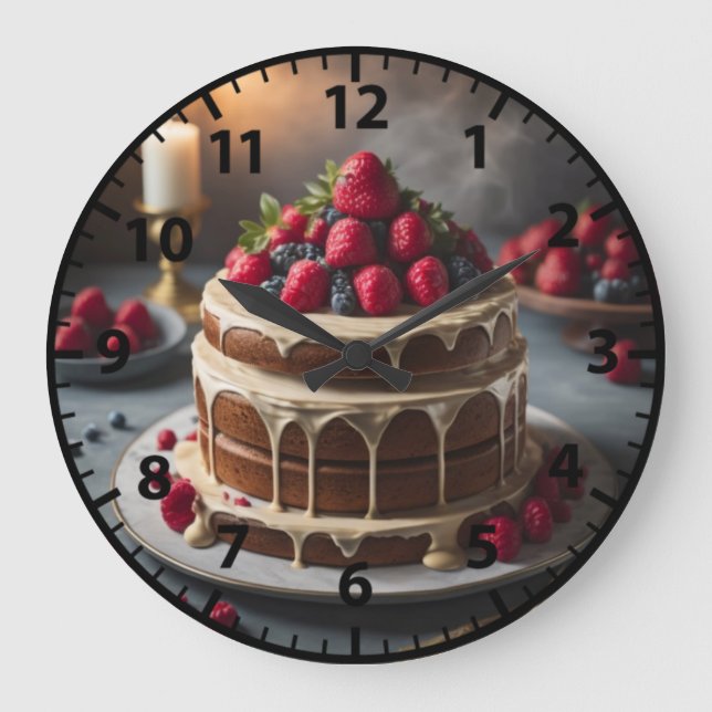 Bäckerei Kuchen Backwaren Feinschmecker Große Wanduhr (Vorderseite)