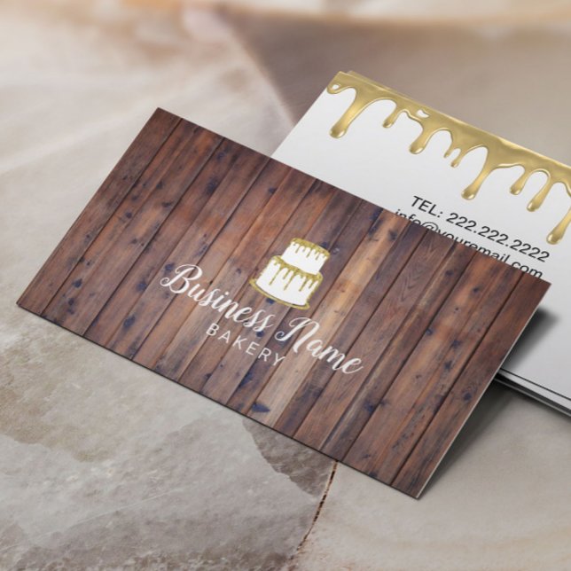Bäckerei Kuchen Kuchen Nachtisch Rustikales Holz Visitenkarte (Von Creator hochgeladen)
