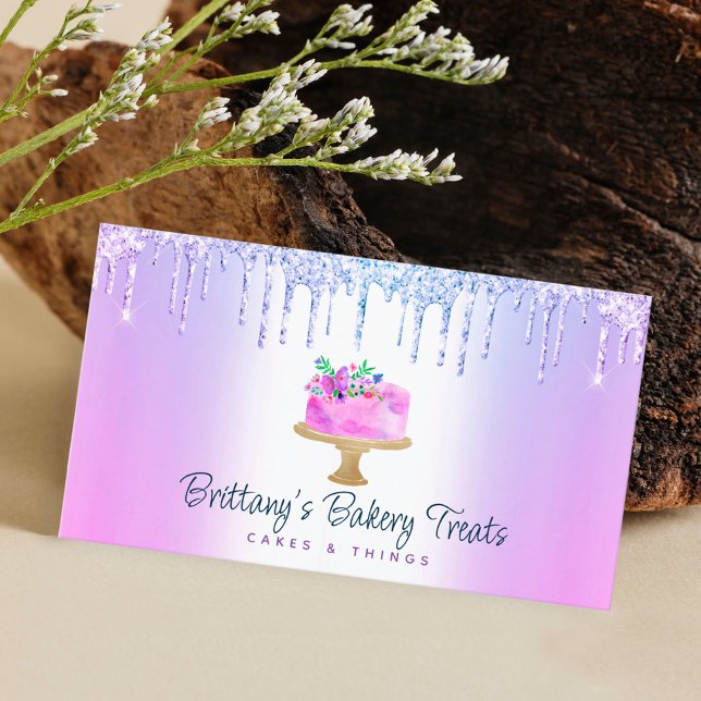 Bäckerei Kuchen Lila Glitzer Tropfen Konditorei Na Visitenkarte (Von Creator hochgeladen)