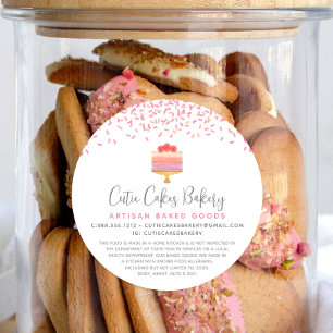 Bäckerei Kuchen Pink Ombre Sprinkles Dessert Recht Runder Aufkleber