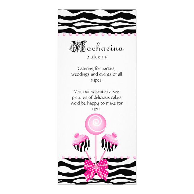 Bäckerei Kuchen Pop Zebra Herzkeks Werbekarte (Vorne)