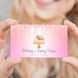 Bäckerei Kuchen Rosa Rosa Orange Ombre Glitzer Tro Visitenkarte