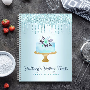Bäckerei Kuchen Türkis Gebäck Glitter Tropfen Dess Notizbuch