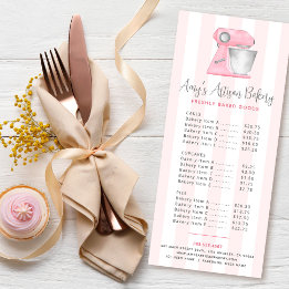Bäckerei-Küchenmixer Rosa Streifen Dessert-Menü Werbekarte
