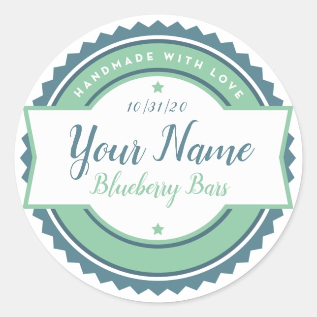 Bäckerei Label Küche Sticker Aqua Blue (Vorderseite)